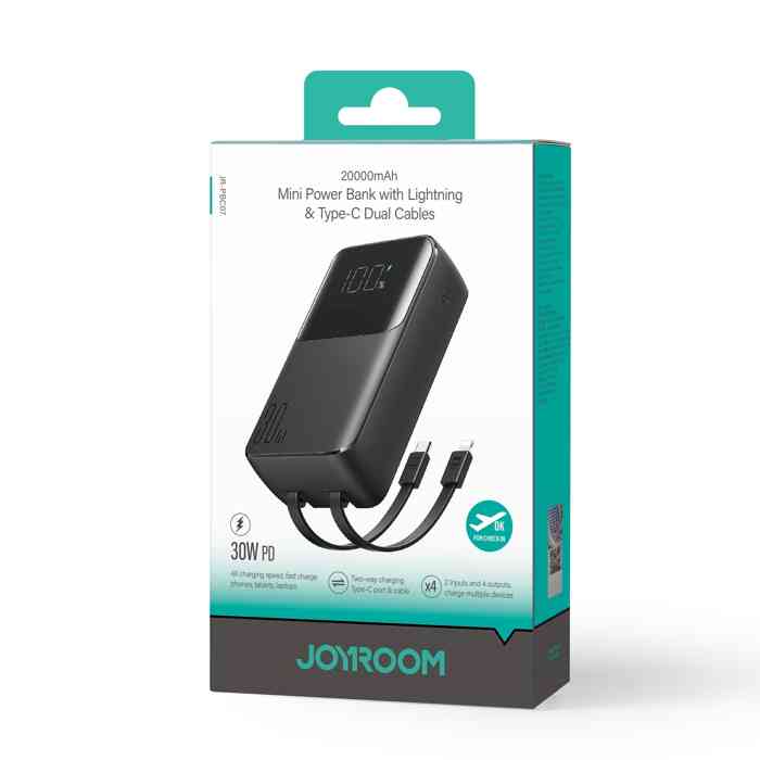 Joyroom JR-PBC07 30W 20000mAh Mini Power Bank with Dual Cables
